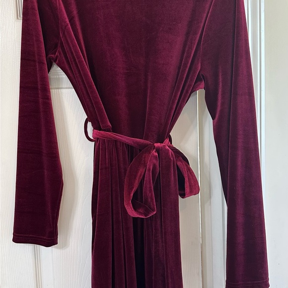 Elegant Burgundy Velvet Dress - Picture 1 of 4